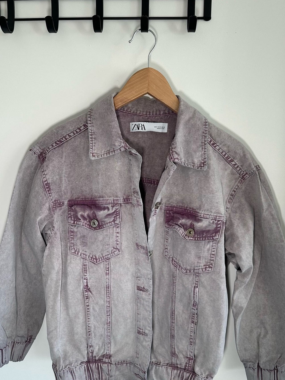 ZARA Washed Mauve Lavender Denim Jacket